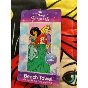 Disney Princess Jasmine Ariel Rapunzel Cotton Beach Towel 28"x58" NWT